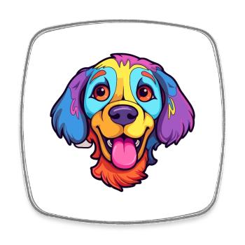 Seskar Seal Hund Rasse Cartoon Kawaii Illustration - Viereckiger Kühlschrankmagnet - Weiß - Vorne