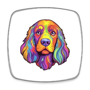 Russian Spaniel Dog Breed Cartoon Kawaii Illustrat - Square fridge magnet - white - Front
