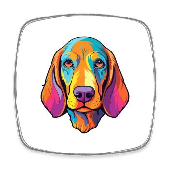 Chien tricolore sibérien race de chien Cartoon Kawaii I - Magnet carré - blanc - Devant