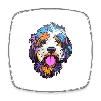 Schapendoes race de chien dessin animé Kawaii Illustration - Magnet carré - blanc - Devant