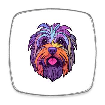 Skye Terrier chien race dessin animé Kawaii Illustration - Magnet carré - blanc - Devant
