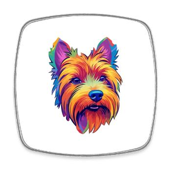 Silky Terrier Dog Breed Cartoon Kawaii Illustratio - Square fridge magnet - white - Front