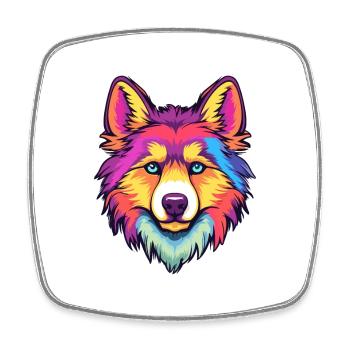 Siberian Laika Dog Breed Cartoon Kawaii Illustrati - Square fridge magnet - white - Front