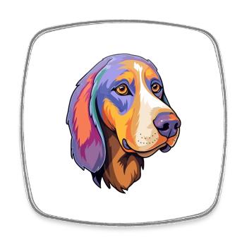 Serbischer dreifarbiger Jagdhund Rasse Cartoon Kawaii - Viereckiger Kühlschrankmagnet - Weiß - Vorne