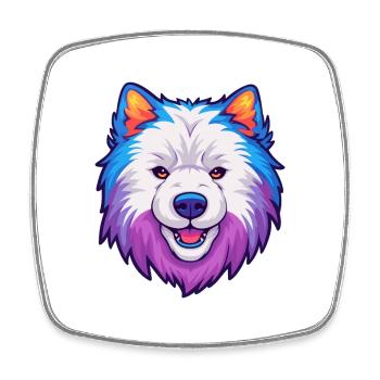 Samojede Hunderasse Cartoon Kawaii Illustration - Viereckiger Kühlschrankmagnet - Weiß - Vorne