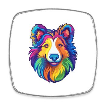 Sheltie Dog Breed Cartoon Kawaii Illustration - Square fridge magnet - white - Front