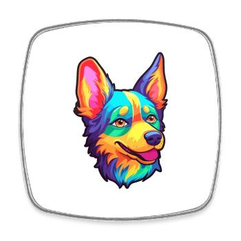 Russo European Laika Dog Breed Cartoon Kawaii Illu - Square fridge magnet - white - Front