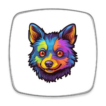 Schipperke Hunderasse Cartoon Kawaii Illustration - Viereckiger Kühlschrankmagnet - Weiß - Vorne