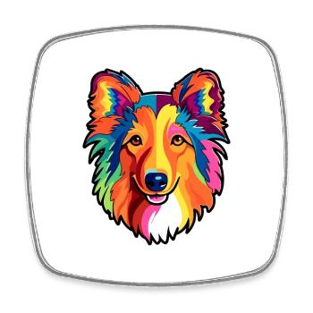 Shetland Berger chien race Cartoon Kawaii Illustr - Magnet carré - blanc - Devant