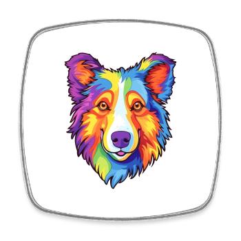 Scotch Collie Hunderasse Cartoon Kawaii Illustratio - Viereckiger Kühlschrankmagnet - Weiß - Vorne