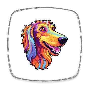 Russischer Wolfshund Hunderasse Cartoon Kawaii Illustration - Viereckiger Kühlschrankmagnet - Weiß - Vorne
