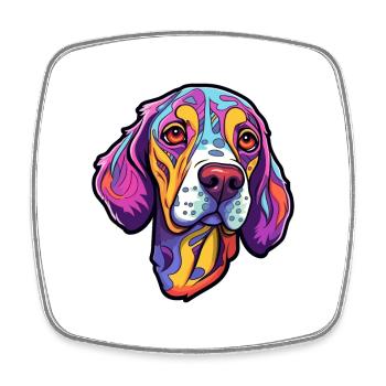 Alte dänische Vorstehhunderasse Karikatur Kawaii Illust - Viereckiger Kühlschrankmagnet - Weiß - Vorne
