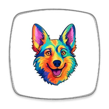 Norvégien Lundehund chien race dessin animé kawaii illus - Magnet carré - blanc - Devant