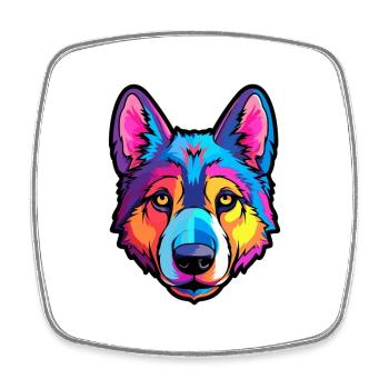 Norwegischer Elchhund Hunderasse Cartoon Kawaii Illust - Viereckiger Kühlschrankmagnet - Weiß - Vorne