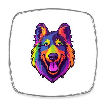 Belgian Sheepdog Dog Breed Cartoon Kawaii Illustra - Square fridge magnet - white - Front
