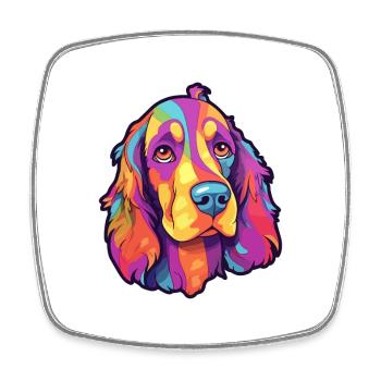 Russian Harlequin Hound Dog Breed Cartoon Kawaii I - Square fridge magnet - white - Front