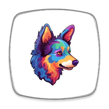 Russian European Laika Dog Breed Cartoon Kawaii Il - Square fridge magnet - white - Front
