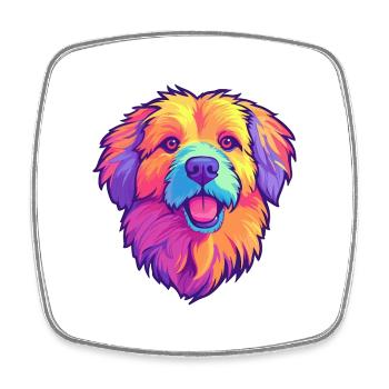 Chien de berger des Pyrénées race de chien Cartoon Kawaii Illustr - Magnet carré - blanc - Devant