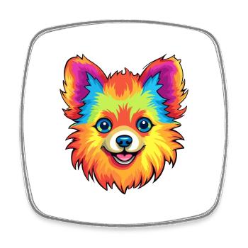 Poméranie allemand Spitz chien race Cartoon Kawaii I - Magnet carré - blanc - Devant