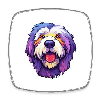 Chien de berger polonais Chien Race Dessin animé Kawaii Ill - Magnet carré - blanc - Devant