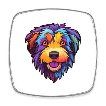 Chien de berger roumain race de chien dessin animé Kawaii Illustr - Magnet carré - blanc - Devant