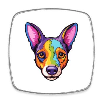 Rattenterrier-Hunderasse Karikatur Kawaii Illustration - Viereckiger Kühlschrankmagnet - Weiß - Vorne