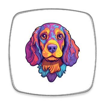 Portuguese Watchdog Dog Breed Cartoon Kawaii Illus - Square fridge magnet - white - Front