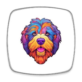 Portuguese Sheepdog Dog Breed Cartoon Kawaii Illus - Square fridge magnet - white - Front