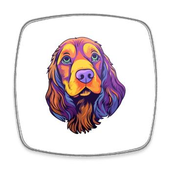 Pont Audemer Épagneul Chien Race Cartoon Kawaii Illu - Magnet carré - blanc - Devant