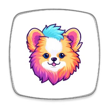 Spitz de Poméranie race de chien Cartoon Kawaii Illustra - Magnet carré - blanc - Devant