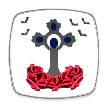 Rosenblüten, kreuze, goth, Fledermäuse - Viereckiger Kühlschrankmagnet - Weiß - Vorne