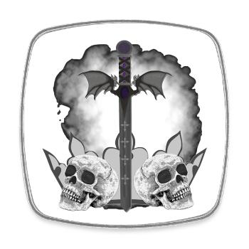 Menschenschädel, Schwerter, Dämonenflügel, vanitas - Viereckiger Kühlschrankmagnet - Weiß - Vorne