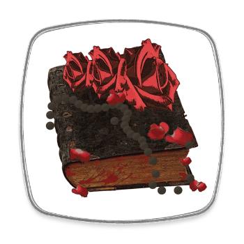 Bücher Design, Blutflecken, Rosenblüten - Viereckiger Kühlschrankmagnet - Weiß - Vorne