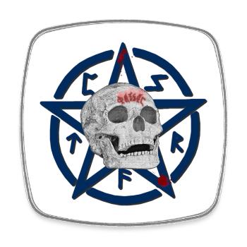 Menschenschädel, Pentagram muster, halloween outfi - Viereckiger Kühlschrankmagnet - Weiß - Vorne