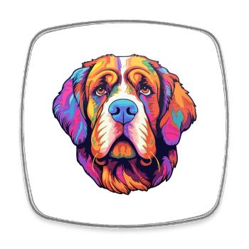 St Bernard Dog Breed Cartoon Kawaii Illustration - Square fridge magnet - white - Front