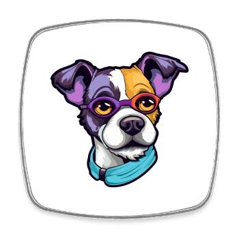 Teddy Roosevelt Terrier chien race Cartoon Kawaii I - Magnet carré - blanc - Devant