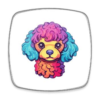 Jouet caniche chien race dessin animé kawaii illustration - Magnet carré - blanc - Devant