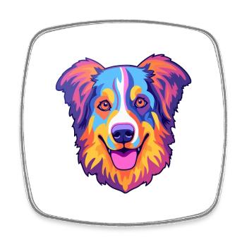 Chien de berger gallois race de chien dessin animé Kawaii Illustrati - Magnet carré - blanc - Devant