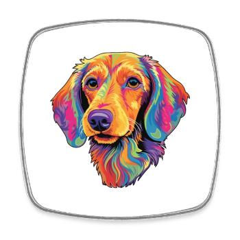 Wirehaired Dachshund Dog Breed Cartoon Kawaii Illu - Square fridge magnet - white - Front