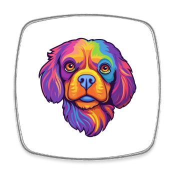 Épagneul tibétain chien race Cartoon Kawaii Illustrat - Magnet carré - blanc - Devant