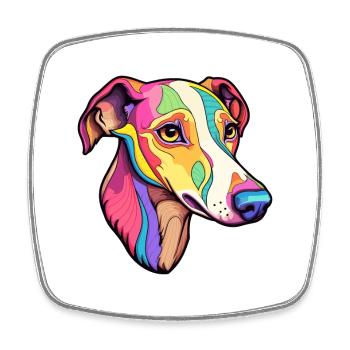 Whippet Dog Breed Cartoon Kawaii Illustration - Square fridge magnet - white - Front