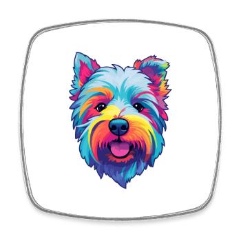 Westie Dog Breed Cartoon Kawaii Illustration - Square fridge magnet - white - Front