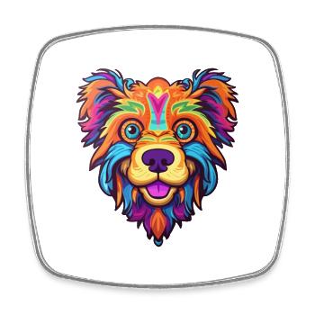 Taigan Kyrgyz Taighany Dog Breed Cartoon Kawaii Il - Square fridge magnet - white - Front