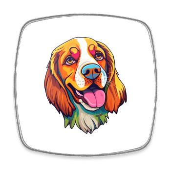 Welsh Springer Spaniel Dog Breed Cartoon Kawaii Il - Square fridge magnet - white - Front