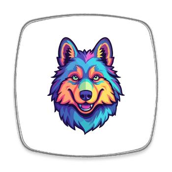 West Siberian Laika Dog Breed Cartoon Kawaii Illus - Square fridge magnet - white - Front
