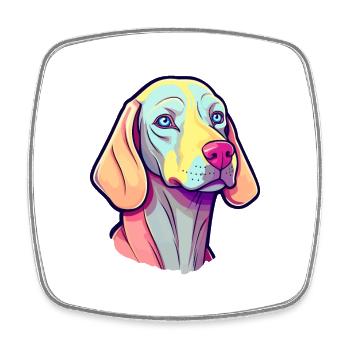 Braque de Weimar race de chien Cartoon Kawaii Illustration - Magnet carré - blanc - Devant
