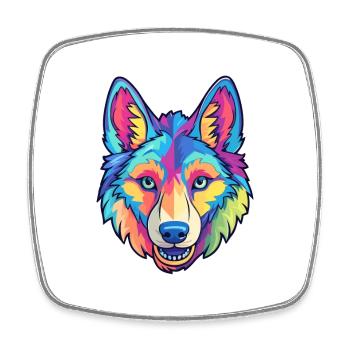 Tamaskan chien race Cartoon Kawaii Illustration - Magnet carré - blanc - Devant