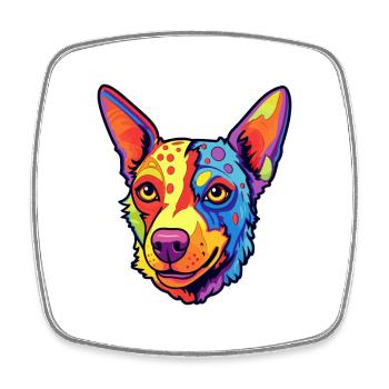 St Miguel Cattle Dog Rasse Cartoon Kawaii Illustra - Viereckiger Kühlschrankmagnet - Weiß - Vorne