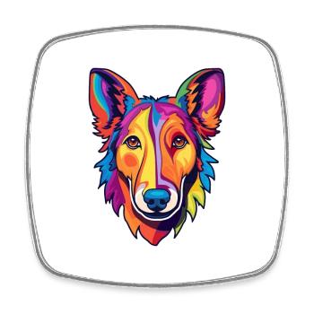 Glatter Collie Hund Rasse Cartoon Kawaii Illustratio - Viereckiger Kühlschrankmagnet - Weiß - Vorne