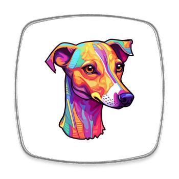 Anglais Whippet Chien Race Cartoon Kawaii Illustrat - Magnet carré - blanc - Devant